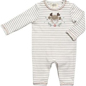 Albetta White Striped Deer Baby Onesie